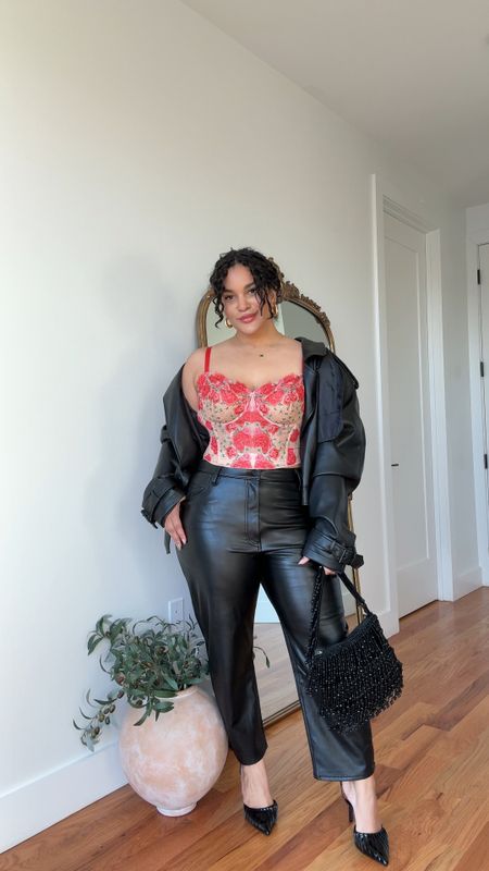 Valentine’s Day inspo look! 
Wearing a size 33 short in leather pants and a 36DD in bralette ! 

#LTKstyletip #LTKplussize