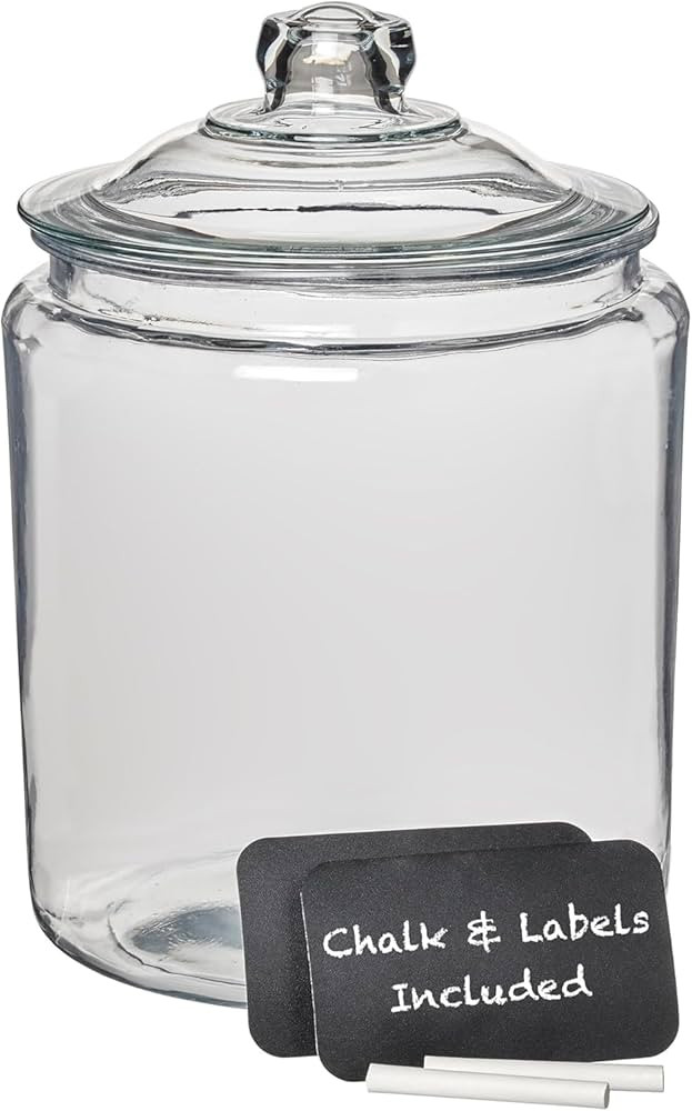 Anchor Hocking Heritage Hill Glass Jar with Lid, 2 Gallon Capacity, with 2 Chalkboard Labels and ... | Amazon (US)
