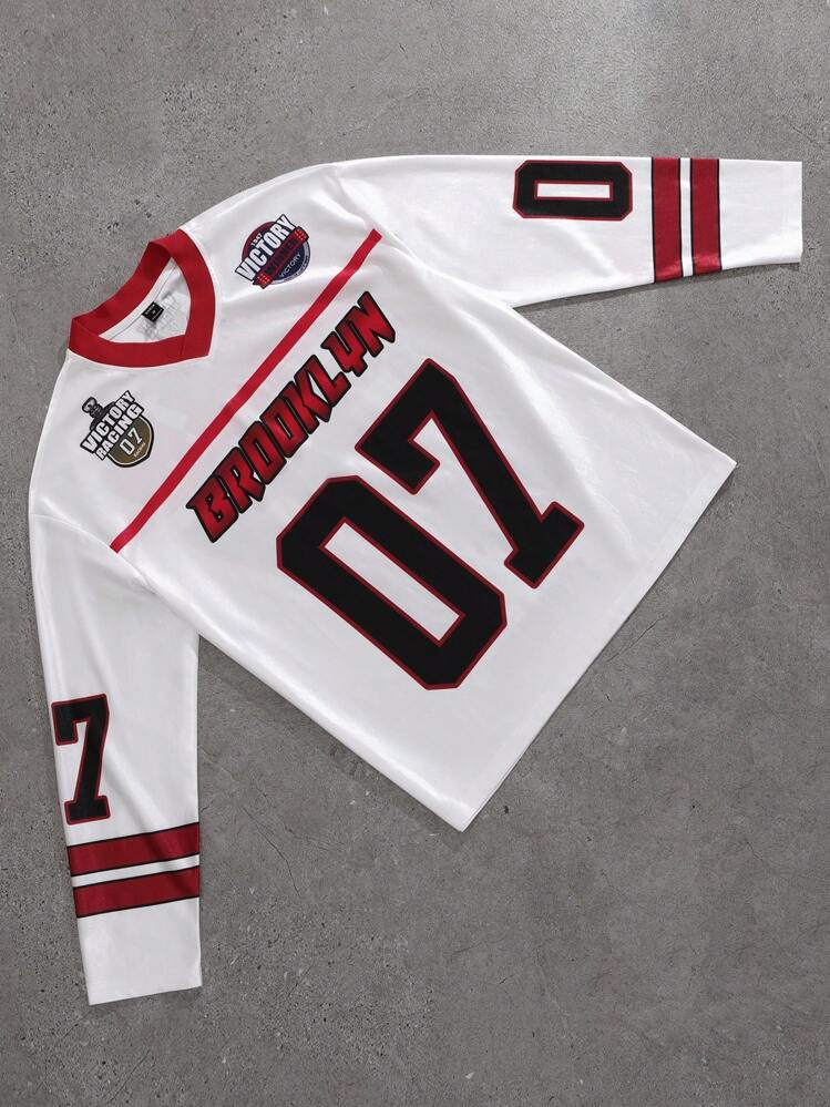 Manfinity Streetrush Men Casual Sports Style Letter & Number Graphic Print Oversized Colorblock V... | SHEIN