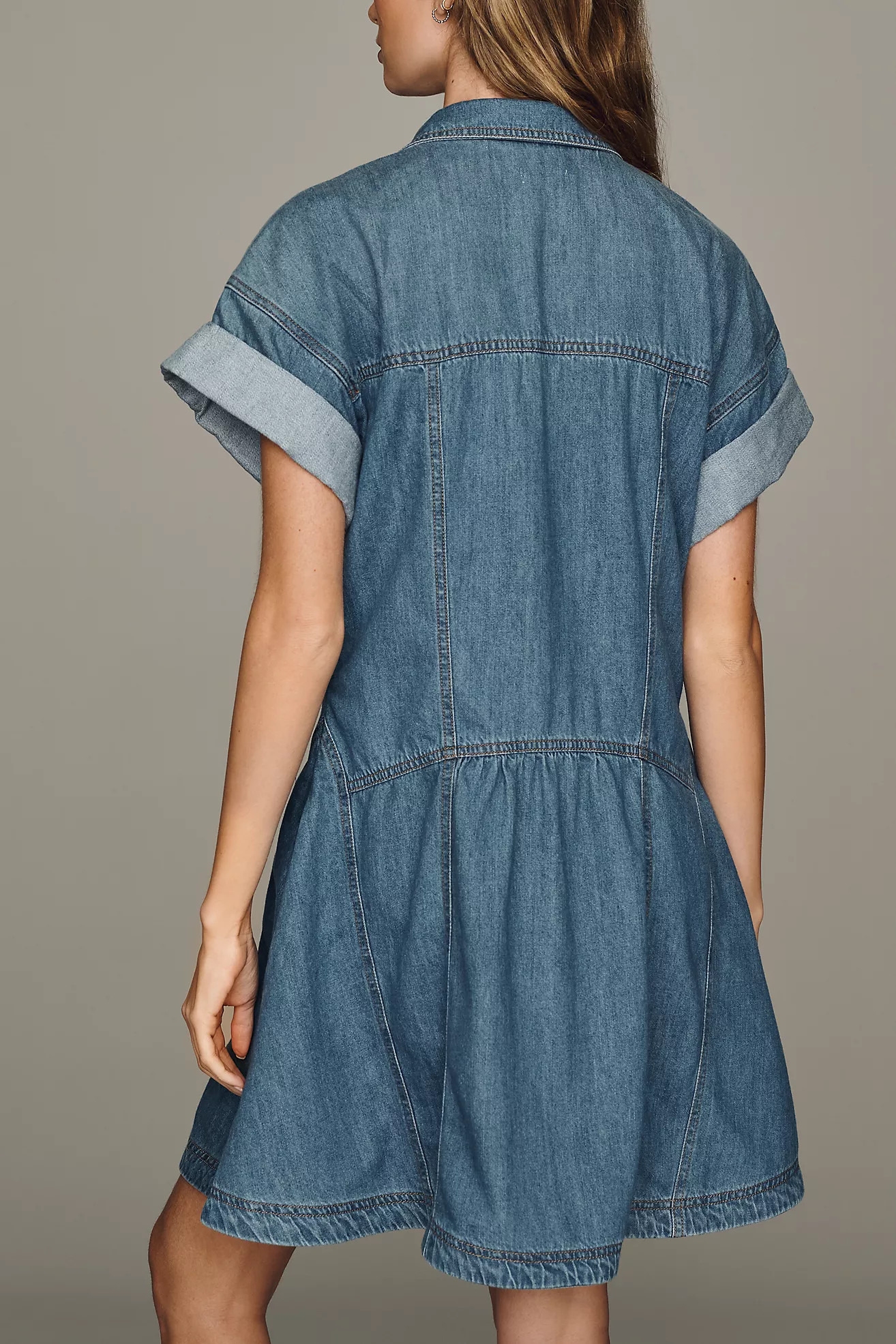 Pilcro Cotton Denim Mini Shirt Dress | Anthropologie (US)
