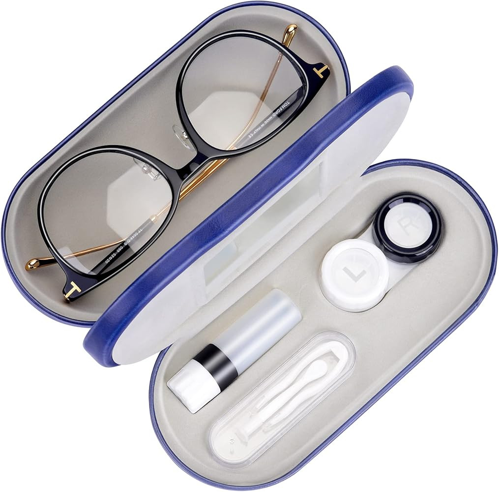 Muf 2 in 1 Double Sided Portable Contact Lens Case and Glasses Case,Dual Use Design with Built-in... | Amazon (US)