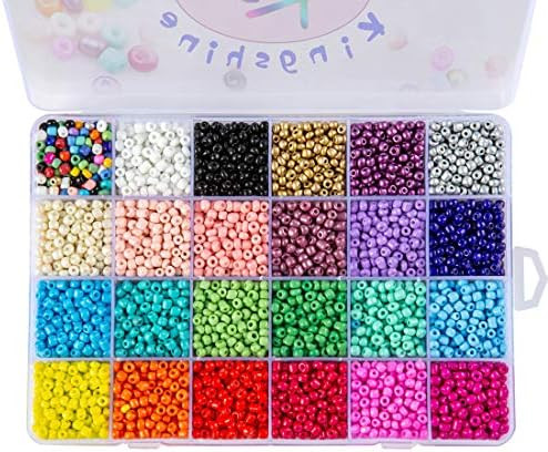 Glass Seed Beads for Jewelry Making - 24 Multicolor Pony Beads Approx 7200pcs 4mm Small Craft Gla... | Amazon (US)