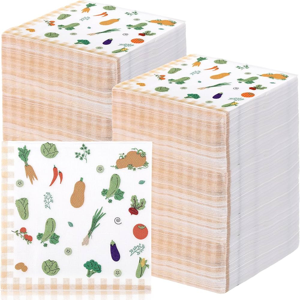 Sinmoe 200 Pcs Locally Grown Baby Shower Napkins - Farmer Market Napkins Fruit Vegetables Theme D... | Amazon (US)