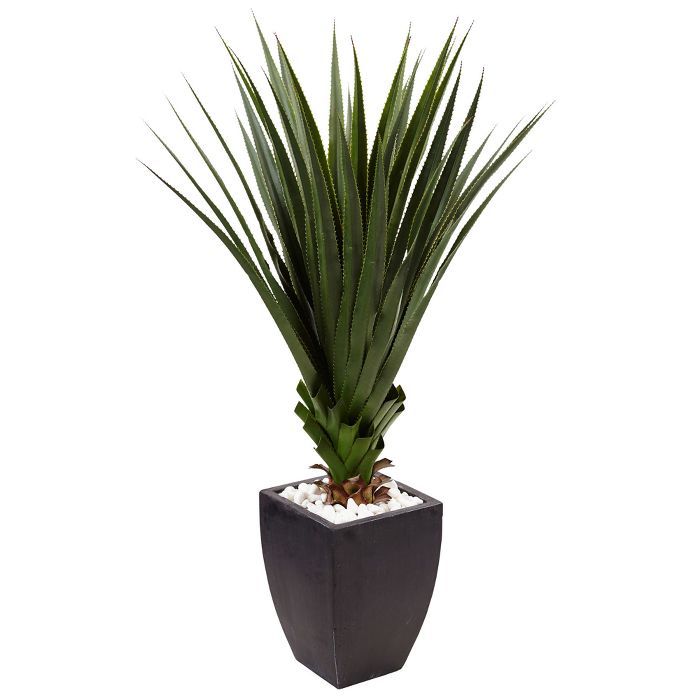 4.5' Spiked Agave Artificial Plant In Black Planter - Nearly Natural | Target