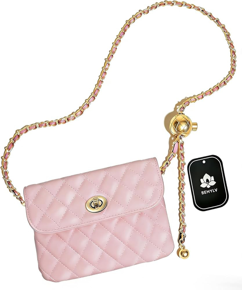BEMYLV Leather Chain Belt Bag for Women Pink Crossbody Waist Purse Fanny Pack Fashion Waist Packs... | Amazon (US)