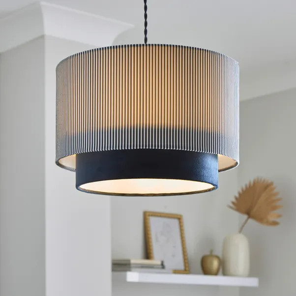 Ticking Stripe Two Tier Lamp Shade | Dunelm