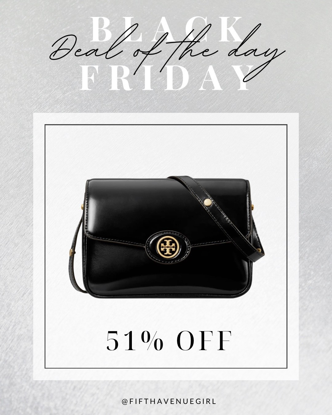 Black Friday 2025 Deal of The Day: the bestselling Tory Burch Robinson Spazzolato Leather Shoulder Bag at 51% OFF 🤩