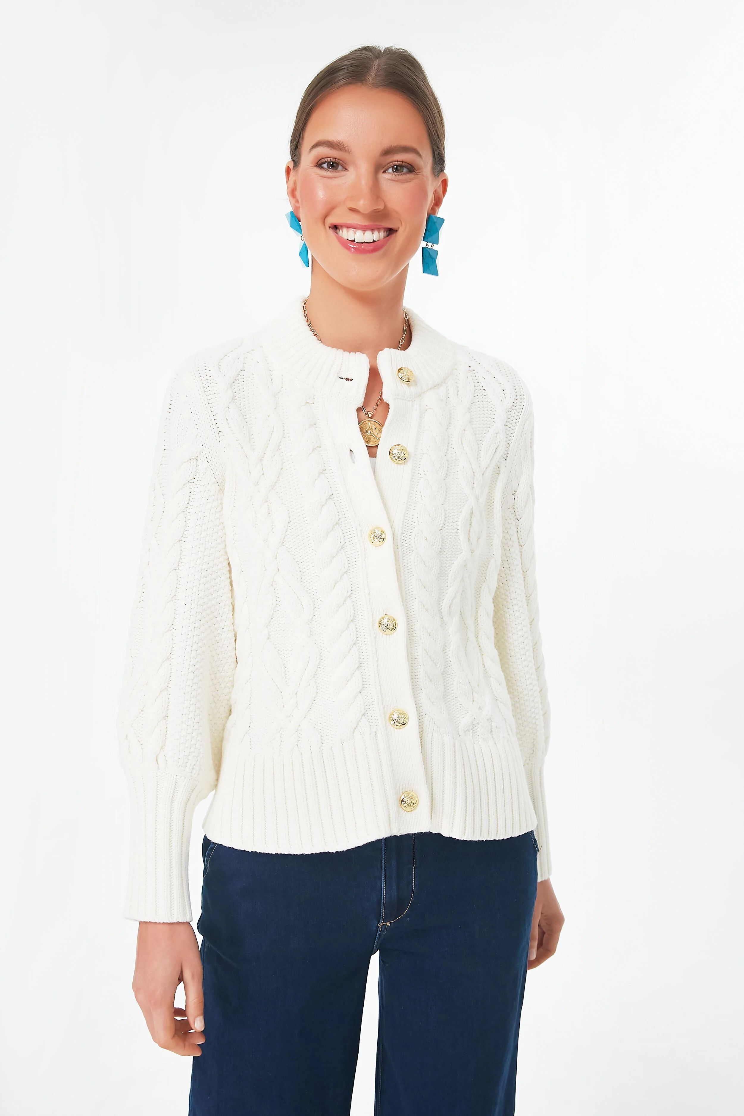 Ivory Cotton Colette Cardigan | Tuckernuck (US)