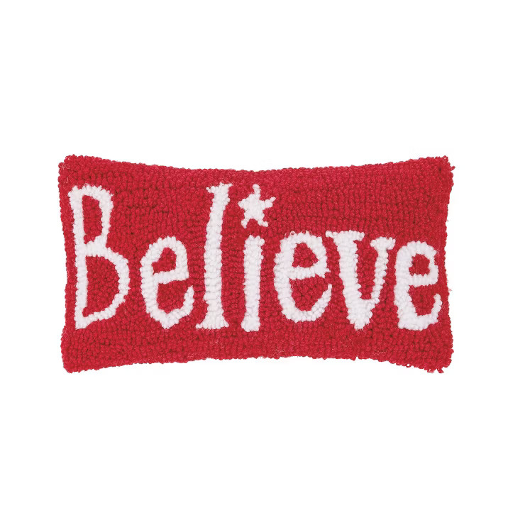 C&F Home 6" x 12" Believe Hooked Petite Christmas Holiday Pillow | Target