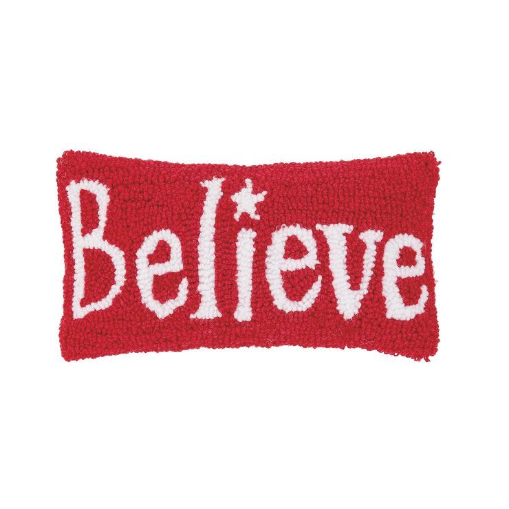 C&F Home 6" x 12" Believe Hooked Petite Christmas Holiday Pillow | Target