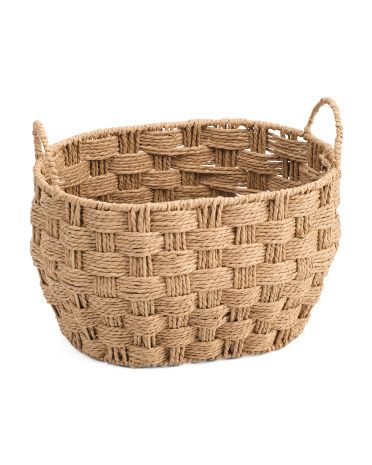 Medium Woven Natural Oval Storage Basket | TJ Maxx