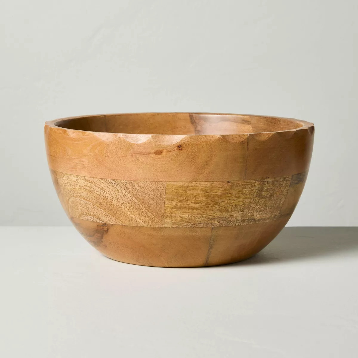 Medium Carved Edge Wood Bowl Mid Tone - Hearth & Hand™ with Magnolia | Target
