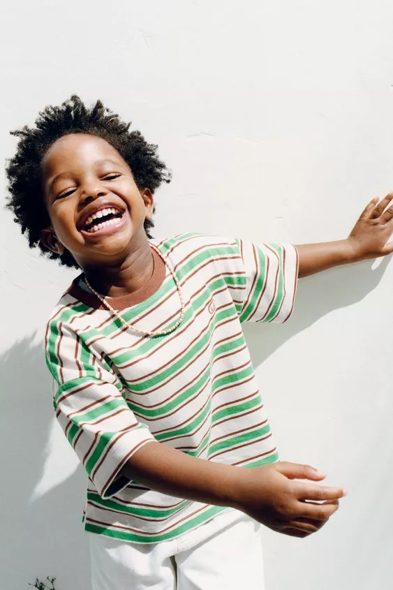 EMBROIDERED LOGO STRIPED T-SHIRT | Zara US