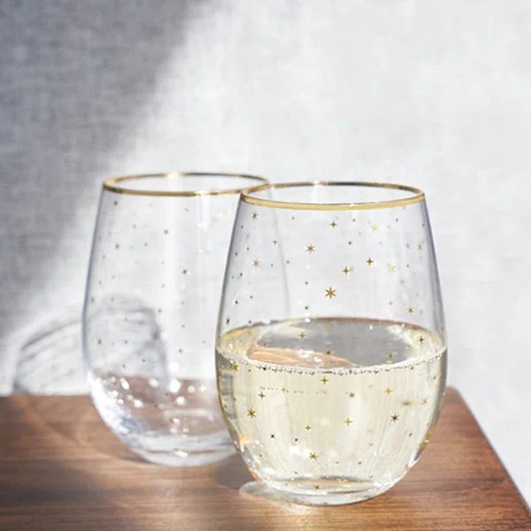 Twine Starlight 2 - Piece 18oz. Glass Stemless Wine Glass Glassware Set | Wayfair North America