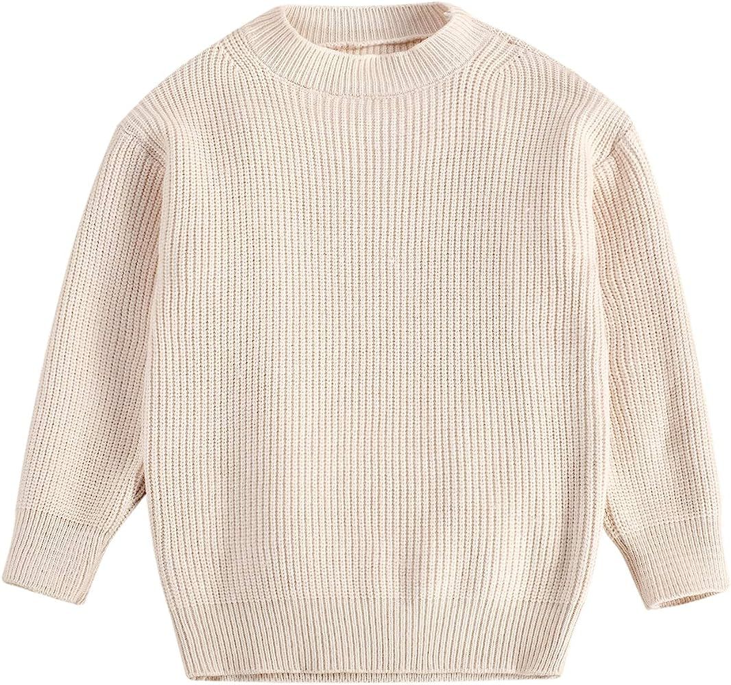 Toddler Baby Girl Boys Sweater Round Neck Long Sleeve Candy Color Knitted Pullover Tops Autumn Winte | Amazon (US)