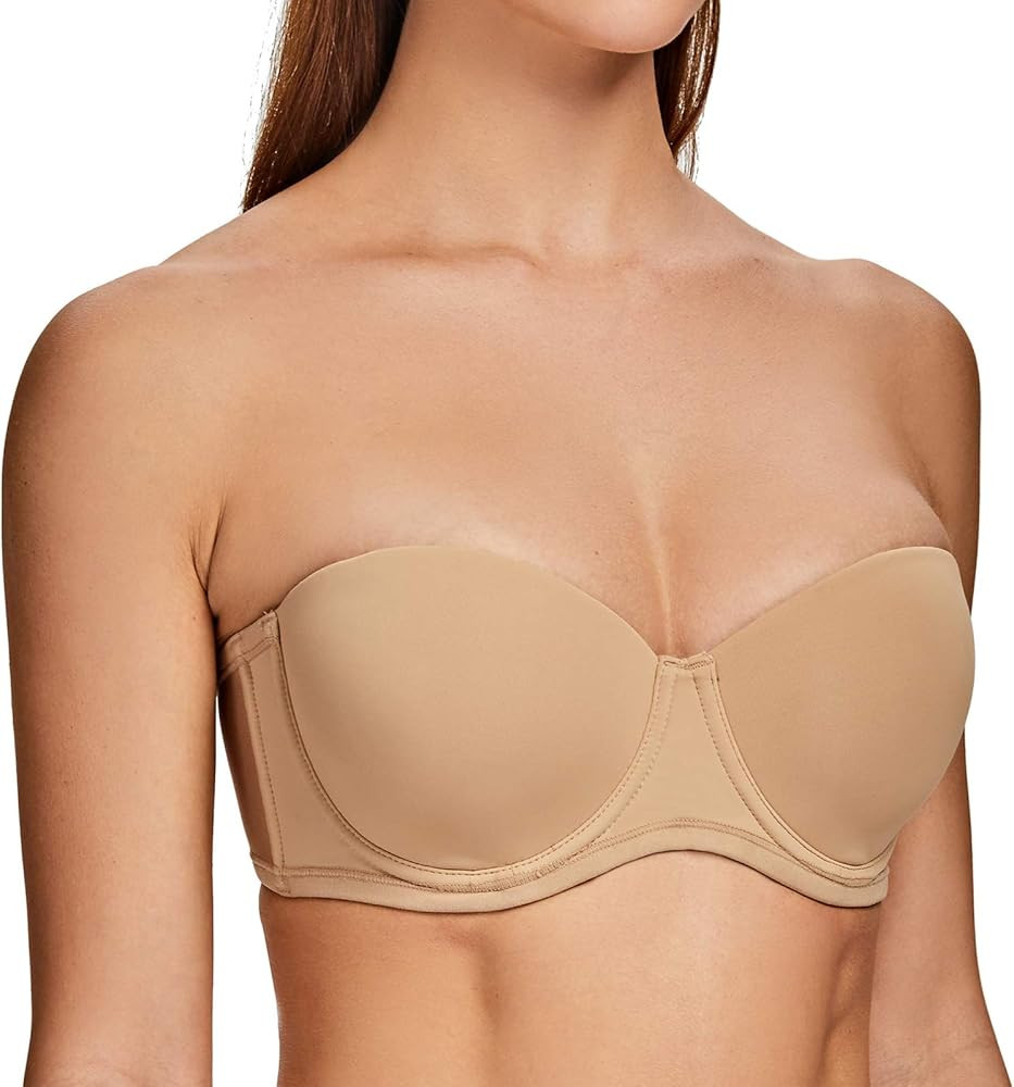 MELENECA Women's Strapless Bra for Large Bust Back Smoothing Plus Size with Underwire | Amazon (US)