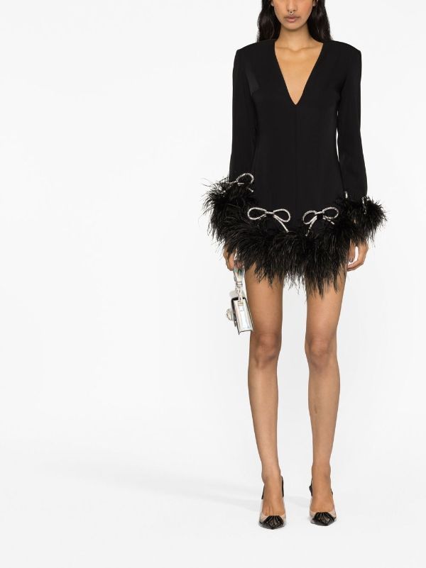 bow-embellished feather-trimmed minidress | Farfetch Global