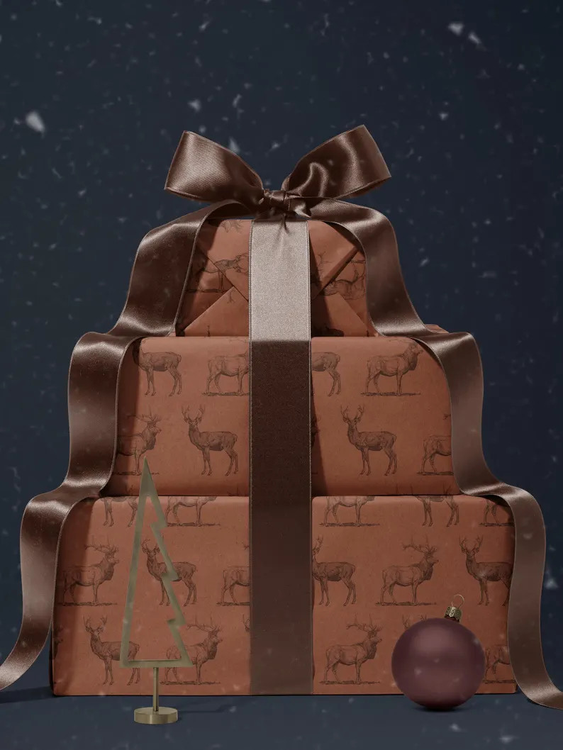 Forest Wrapping Paper Deer Gift Wrap Elk Wrapping Paper Bachelor Party Gift for Him Manly Gift Bo... | Etsy (US)