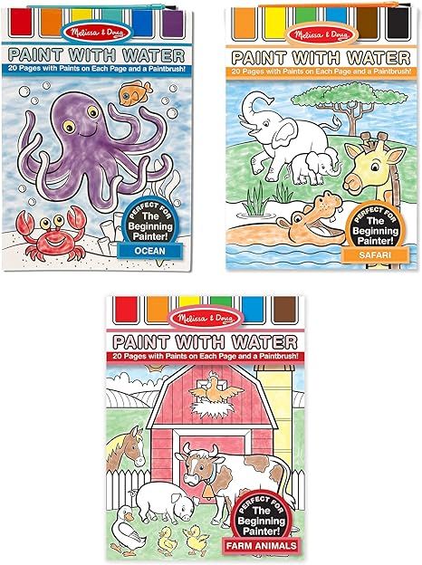 Melissa & Doug Paint With Water Activity Books Set: Farm, Ocean, Safari | Amazon (US)