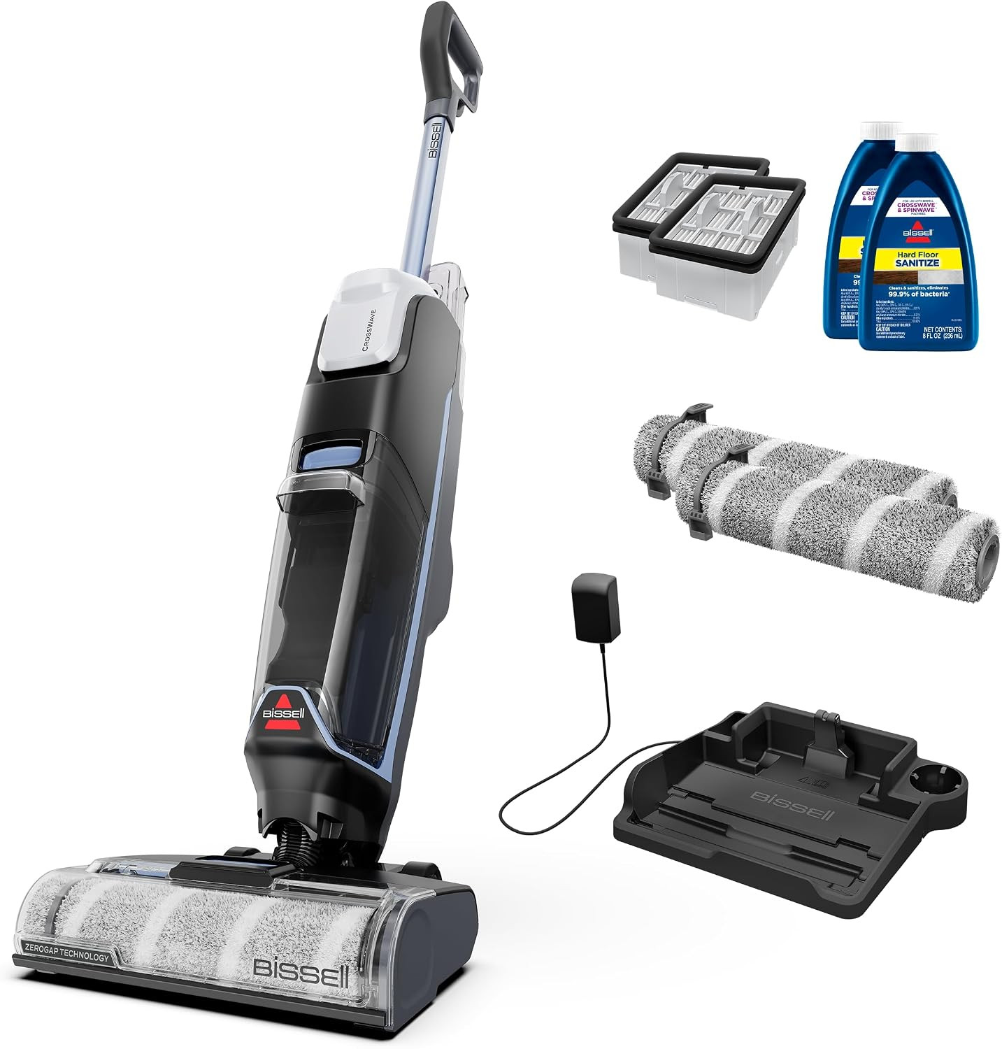 Bissell CrossWave Edge Cordless Plus Wet Dry Vacuum & Mop, Floor Cleaner with ZeroGap Edge Cleaning, Tangle-Free Brush Roll, Extra Brush Rolls, Filters, Hard Floor Cleaner Solution Included, 4329G | Amazon (US)