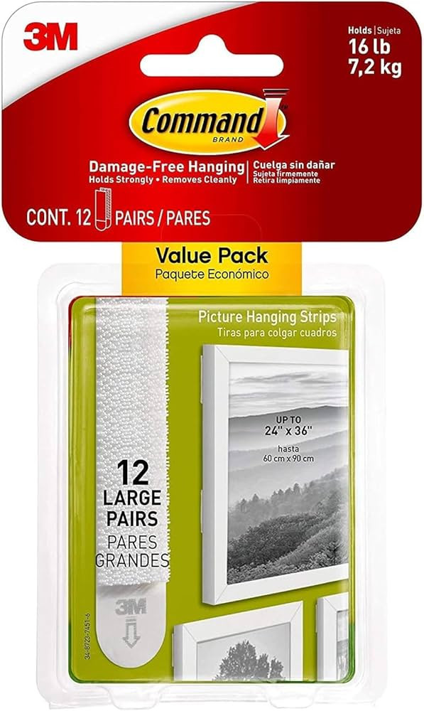 Command Picture & Frame Hanging Strips Value Pack, Large, White, 12-Pairs - Damage Free Hanging -... | Amazon (UK)