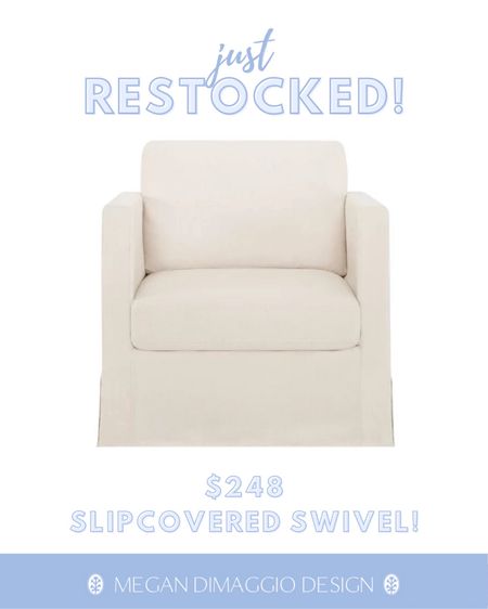 Don’t wait!!! This new highly rated affordable slipcovered swivel chair is BACK IN STOCK!!! Only $248 🤯 and the reviews are soo good!! Get the Pottery Barn look for wayyy less!! 🙌🏻🏃🏼‍♀️

#LTKfamily #LTKhome #LTKsalealert