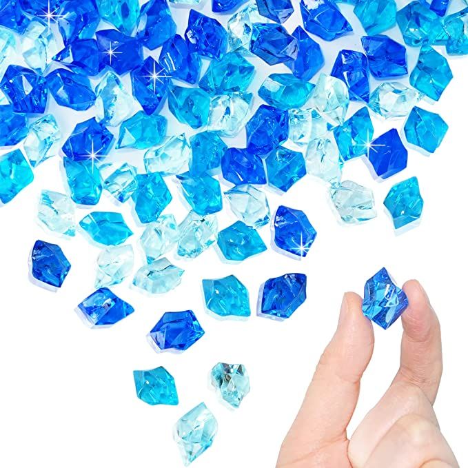 HADDIY Mix Blue Acrylic Ice Rock for Vase Fillers,160 Pcs Crystal Fake Gems Crushed Glass for Cra... | Amazon (US)