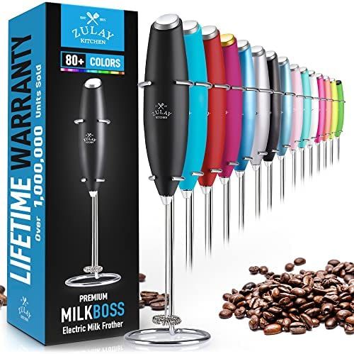 Amazon.com: Zulay Original Milk Frother Handheld Foam Maker for Lattes - Whisk Drink Mixer for Co... | Amazon (US)