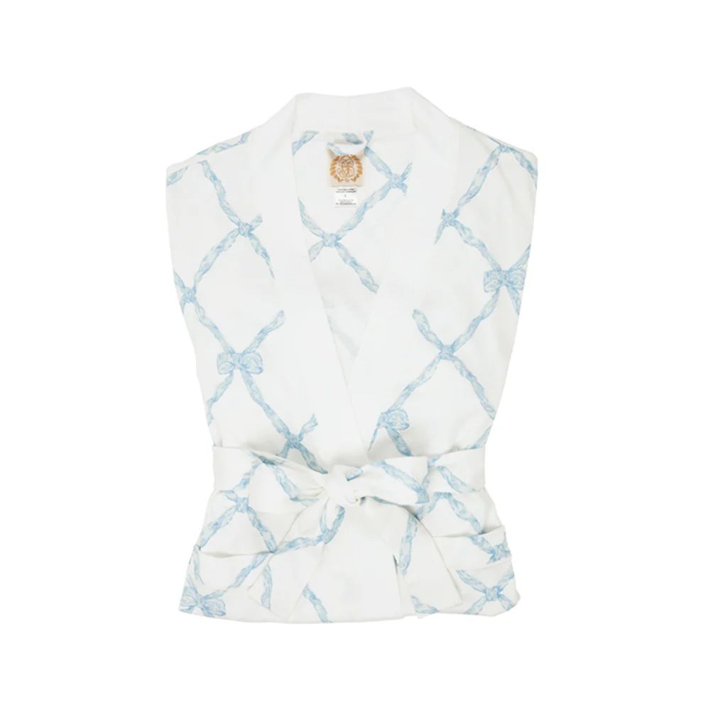 Ready or Not Robe (Women's) - Buckhead Blue Belle Meade Bow with Worth Avenue White | The Beaufort Bonnet Company