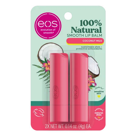 Eos 100% Natural Lip Balm Stick - Coconut Milk | 0.14 oz | 2-Pack | Walmart (US)
