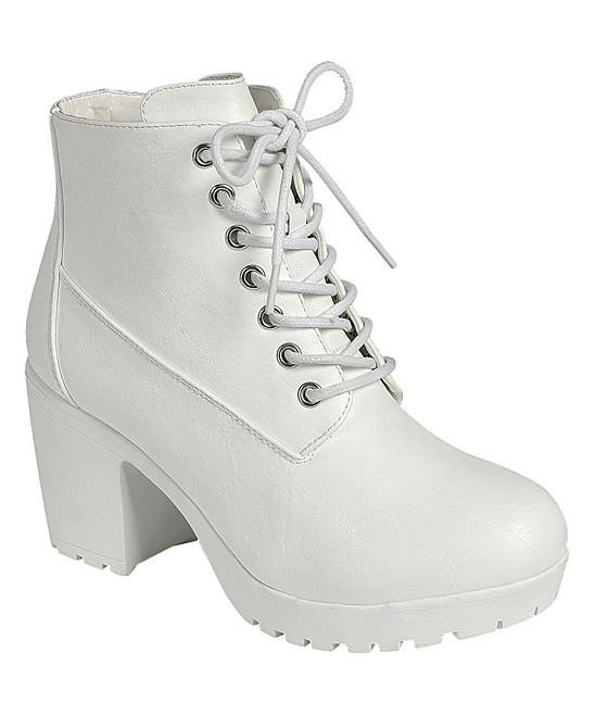 Forever Link Shoes Women's Casual boots WHITE - White Plus Lace-Up Platform Ankle Boot - Women | Zulily