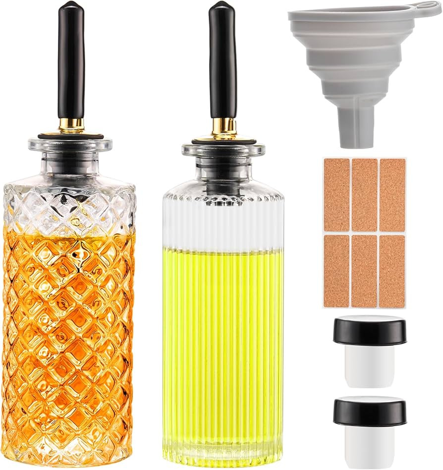 Glass Coffee Syrup Dispenser Bottles Set - 2 Pack, 5 OZ with Metal Pour Spouts and Labels, Perfec... | Amazon (US)