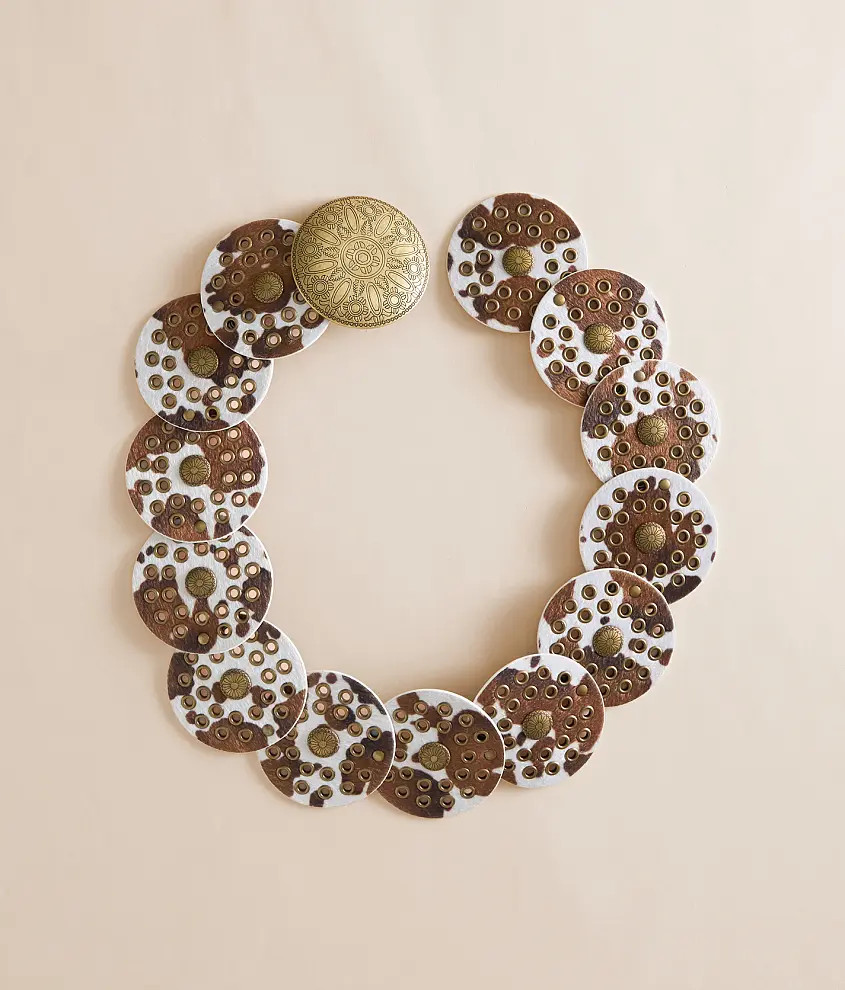 Cow Print Concho Circle Belt | Buckle