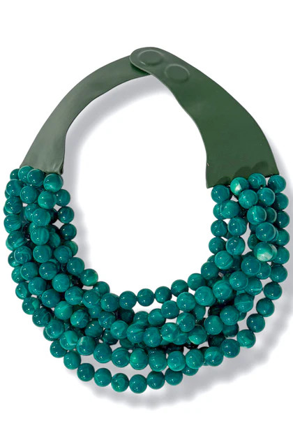 Carla 7 Strand African Turquoise Smooth Bead Statement Necklace | The Willow Tree