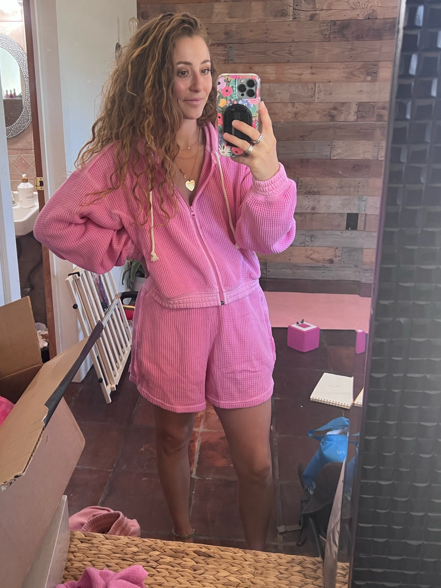 Wearing small in both. Shorts are big in my opinion. Will be exchanging for Xs 