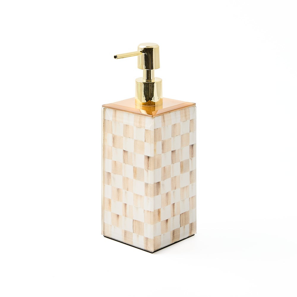 Mocha Check Glass Soap Pump | MacKenzie-Childs