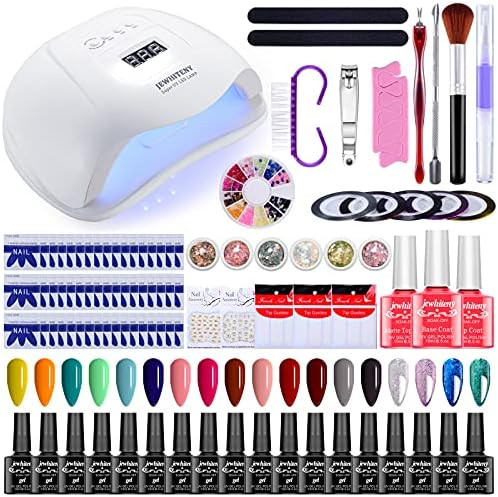 Gel Nail Polish Kit with UV Light, 120W UV LED Nail Dryer Lamp 18 Colors Popular Soak Off Gel Nai... | Amazon (US)