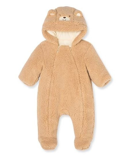 Khaki Bear Sherpa Hooded Bunting - Infant | Zulily