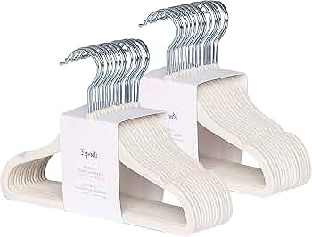 3 Sprouts Baby Velvet, Non-Slip Clothes Hangers - Pack of 30 - Cream | Amazon (US)