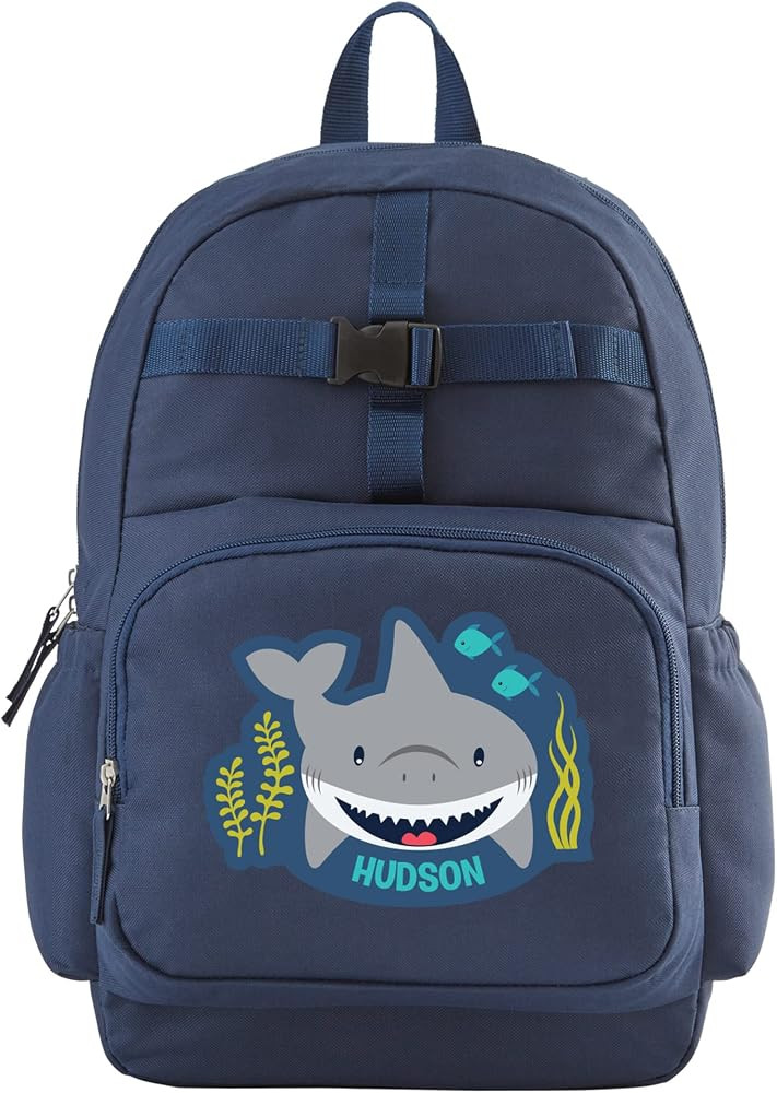 Let's Make Memories Personalized Kids Backpack with Lunch Box (Optional) - Navy, Shark | Amazon (US)