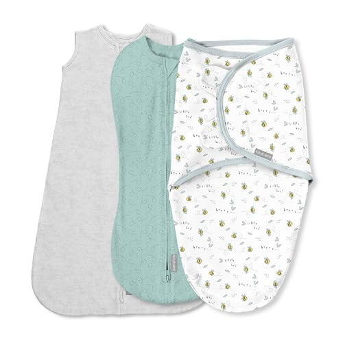 SwaddleMe by Ingenuity Swaddle, Compression Pod, & Sleep Sack Set, Gift Set, 0-3 Months, 3-Pack - Little Bees | Amazon (US)