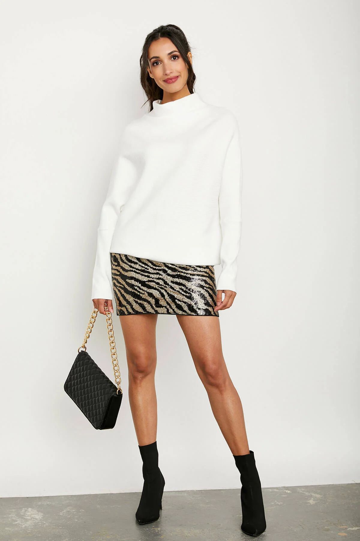 THML Zebra Print Sequin Skirt | Social Threads