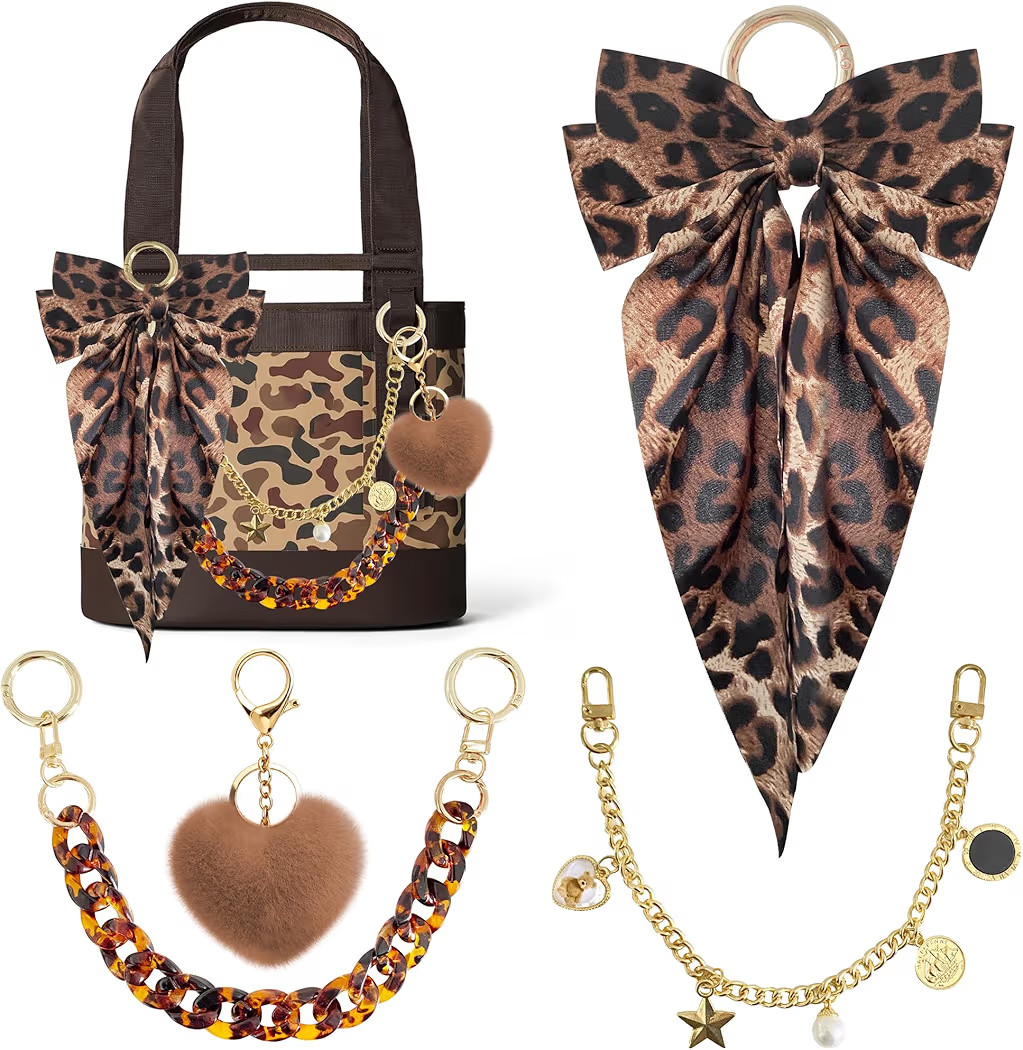 Xandova 4PCS Tote Bag Decor Kit, Bow Decorative Chain Charms, Pom Pom Accessories, Compatible wit... | Amazon (US)