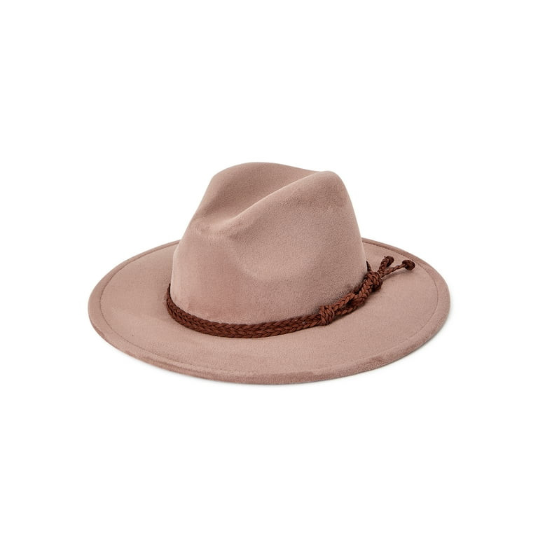 Time and Tru Women’s Suede Fedora with Knot Trim - Walmart.com | Walmart (US)