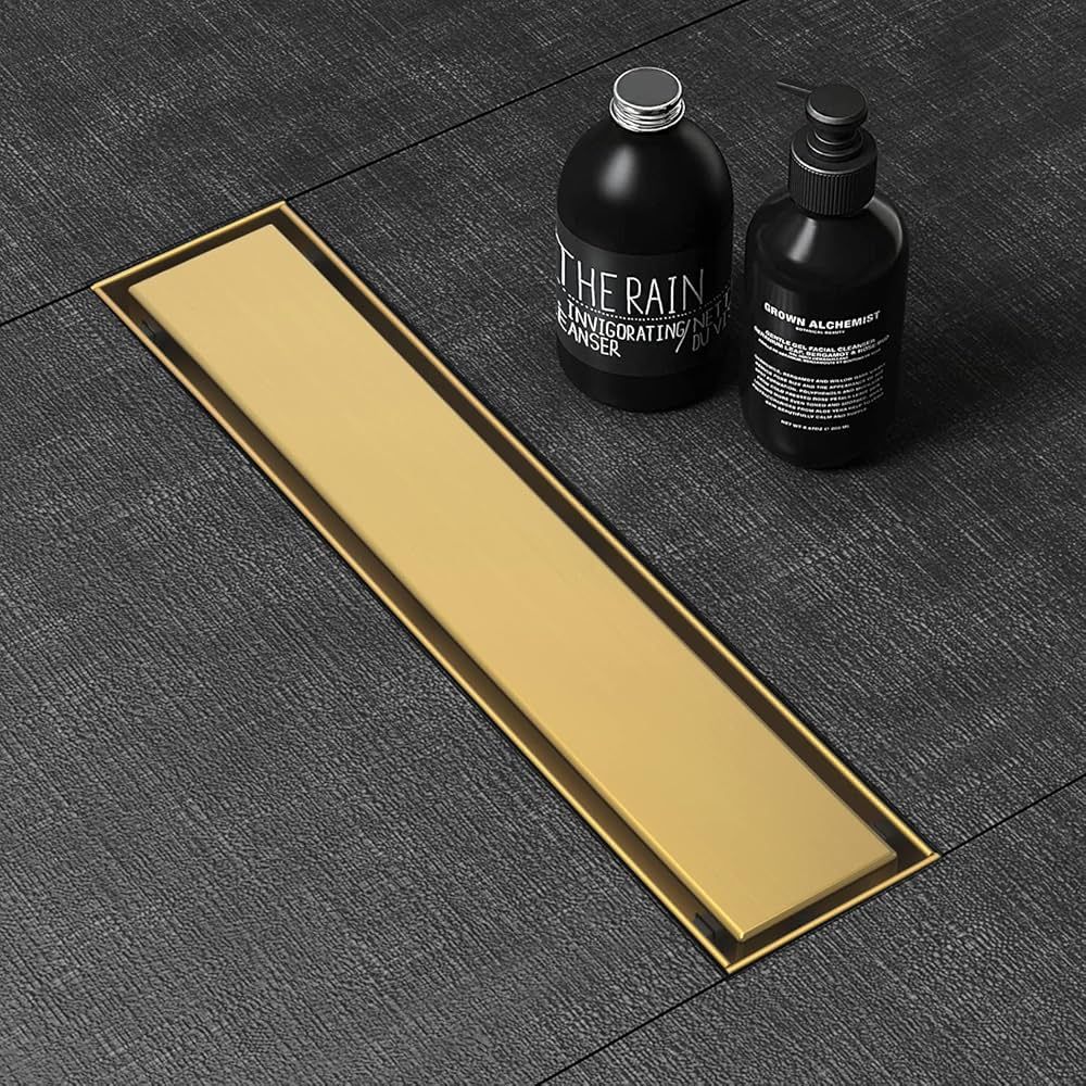 WEBANG 12 Inch Shower Linear Gold Drain Rectangular Floor Drain with Accessories Reversible 2-in-... | Amazon (US)