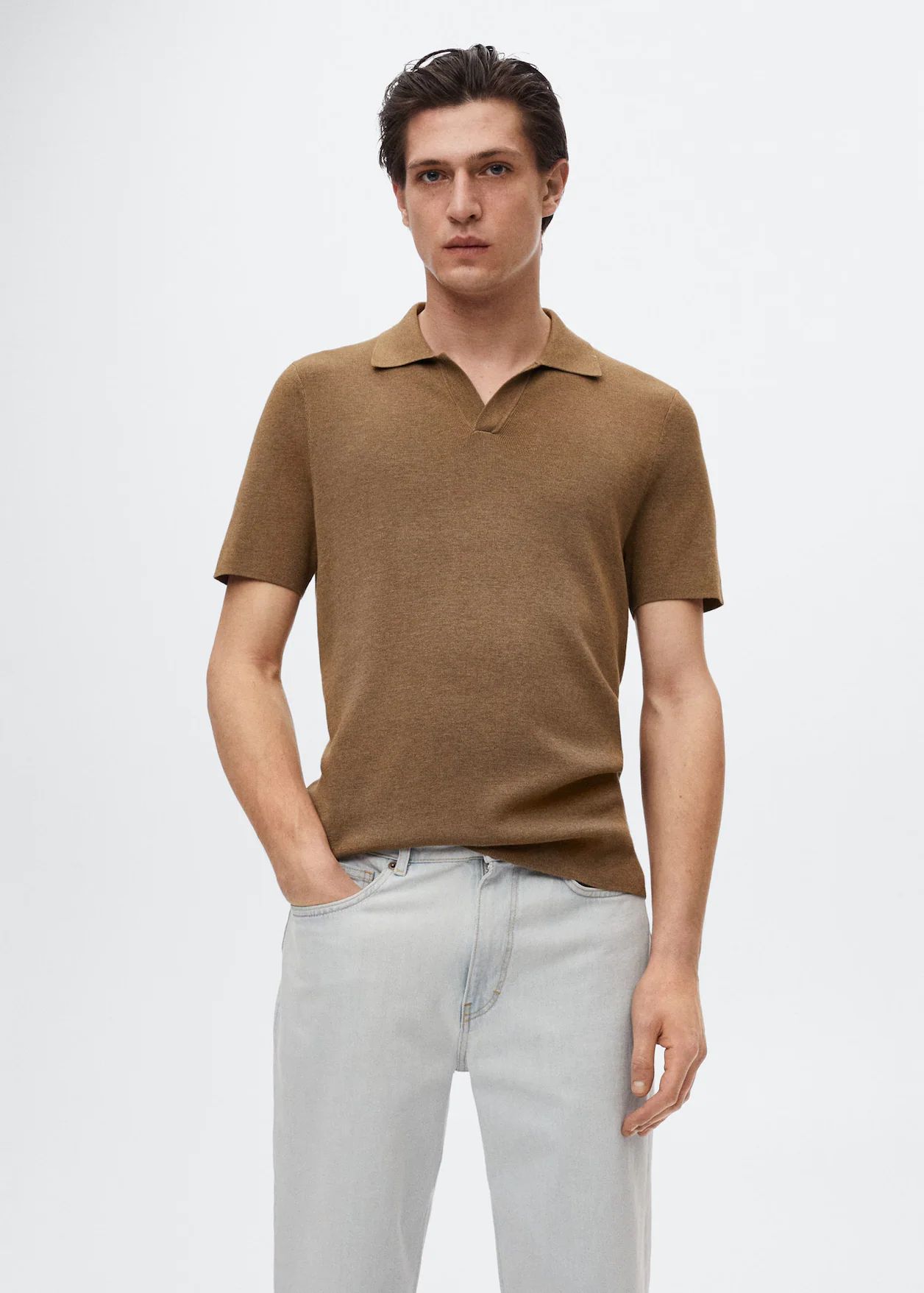 Fluid linen polo shirt | MANGO (US)