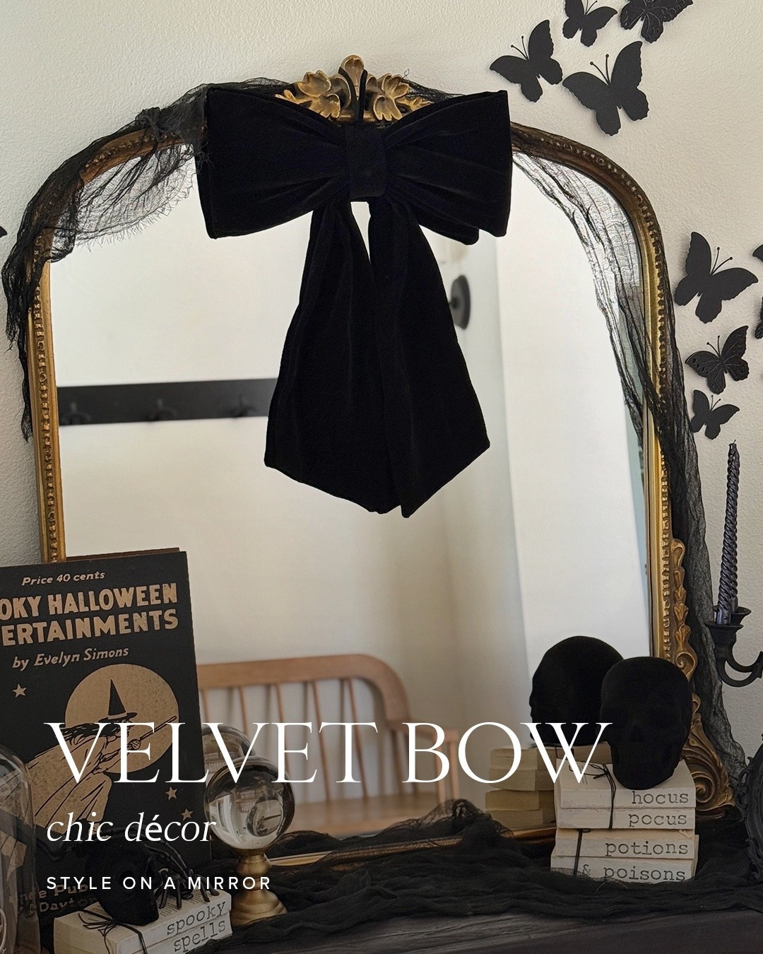 Halloween black velvet bow from
Target! $12🖤

Home decor 
Console table 
Mirror 

#LTKHome #LTKHalloween