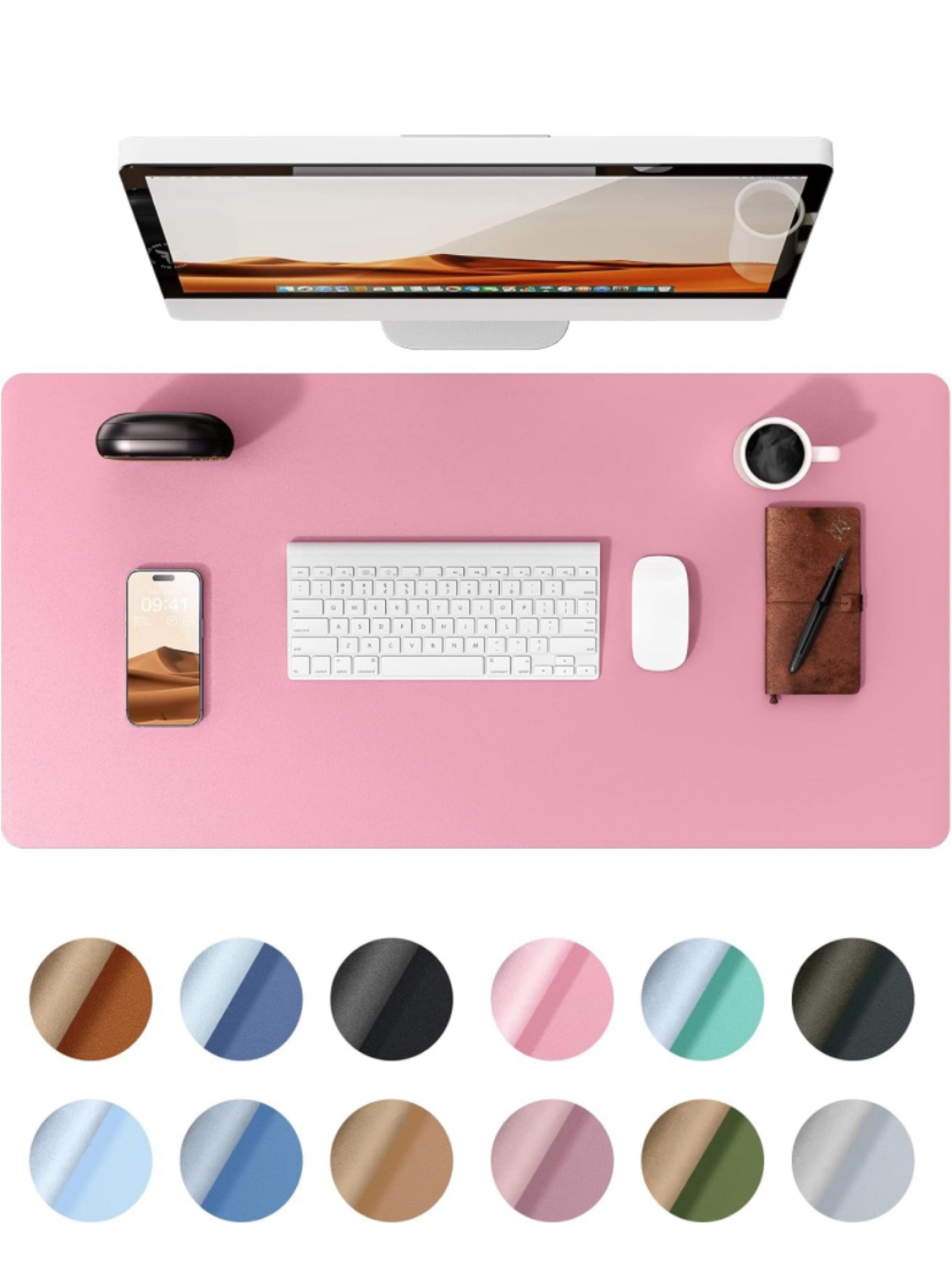 Pink leather desk mat, non-slip 💕