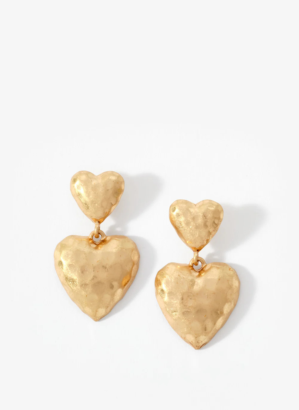 Gold Tone Heart Drop Earrings | Mint Velvet