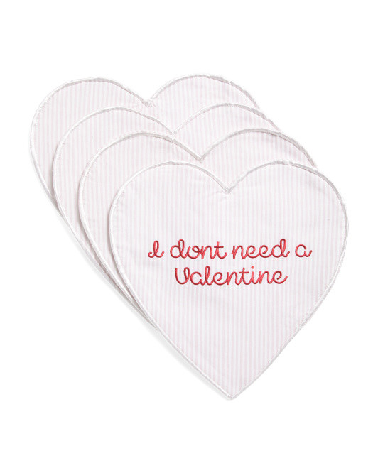 Set Of Four I Dont Need A Valentine Placemats | Kitchen & Dining Room | Marshalls | Marshalls